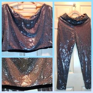 New Item! Fashion Nova Disco Dreamin Two Piece Sequin Set XL Never Worn